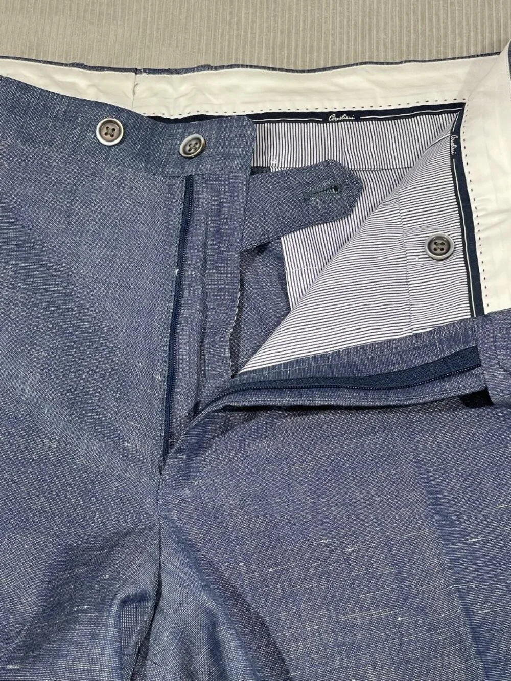 Corneliani Italian Wool Dress Pants Men’s Gray Flat Front Trousers Size 38
